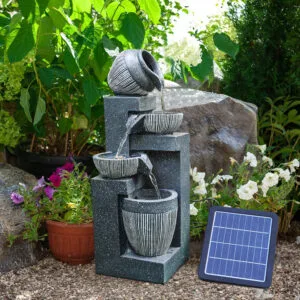 Solar LED Light Water Feature Pump Fountain Waterfall Rockery Decor